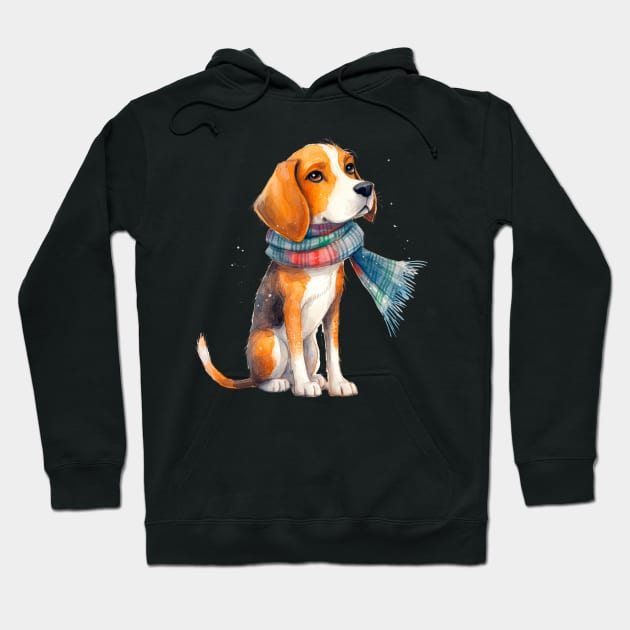 Beagle winter dog Hoodie by piscoletters